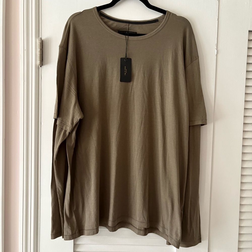 NWT: Rag & Bone Long Sleeve Double Layer T-Shirt in Dark Stone (Men’s US XL)